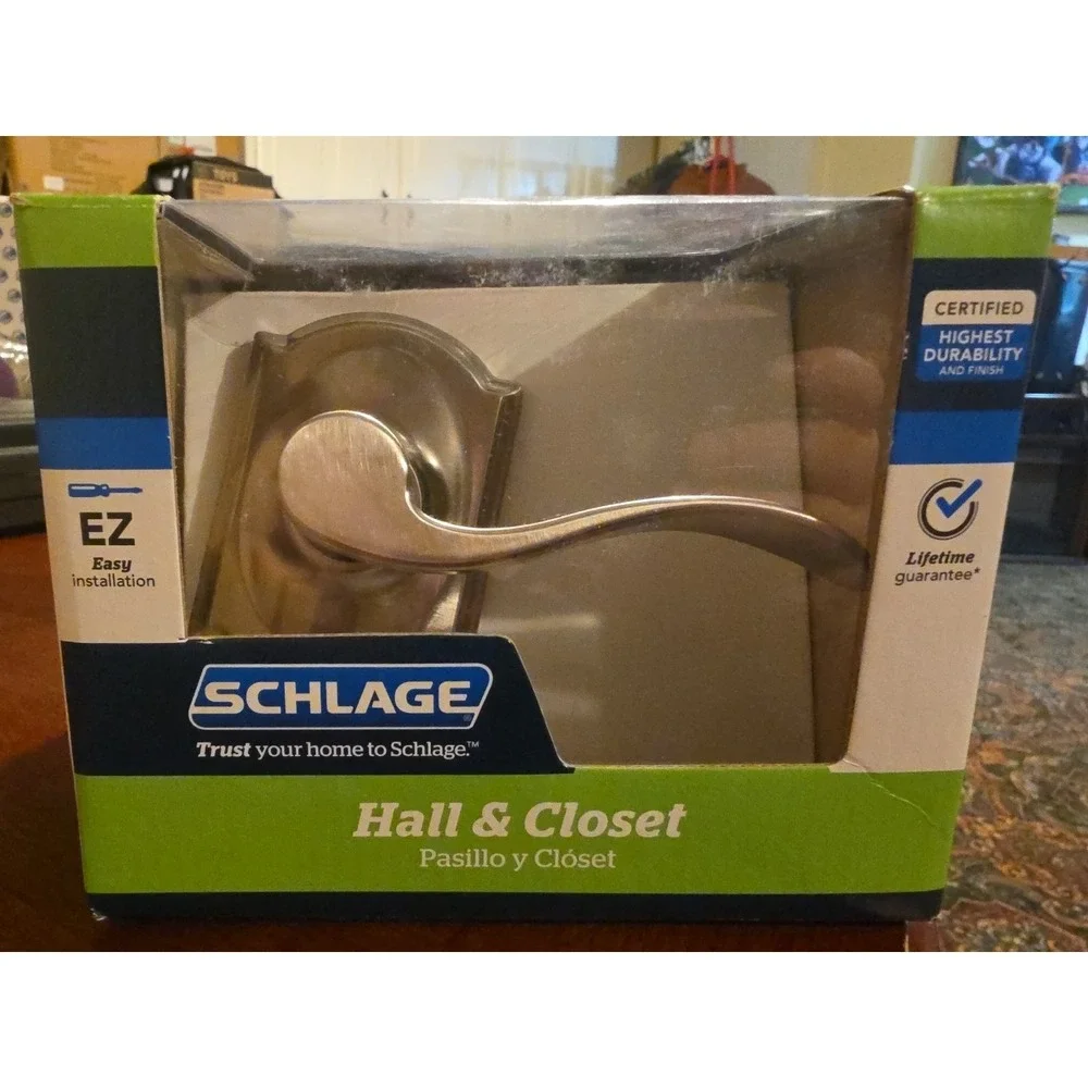 Schlage Accent Satin Nickel Passage‎ Hall/Closet Door Handle with Camelot Trim